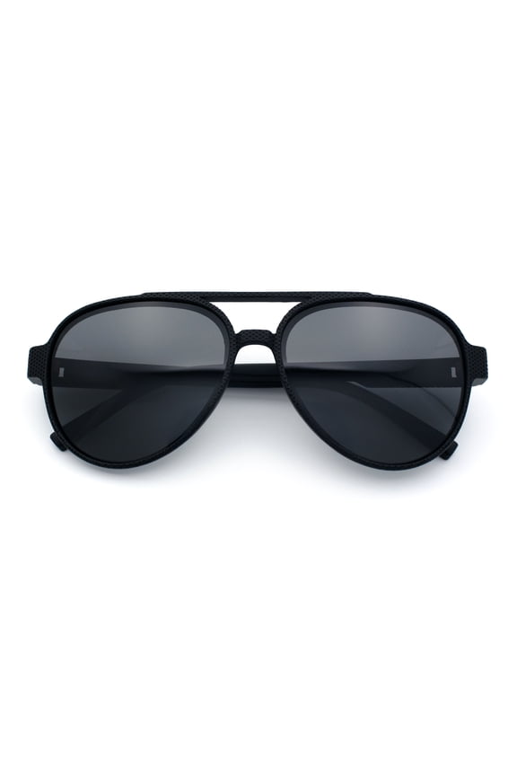 Polarized Mens Metal Flex Hinge Round Fashion Racer Plastic Sunglasses All Black