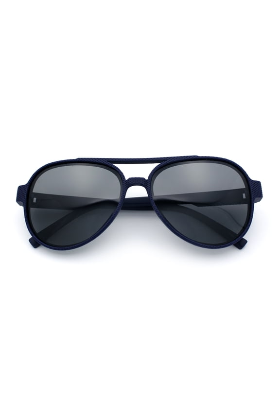 Polarized Mens Metal Flex Hinge Round Fashion Racer Plastic Sunglasses Navy - Black
