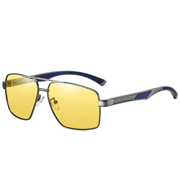 Men Polarized Sunglasses Metal Frame Large Double Beam Driving Sun Glasses TAC Lenses Fashion Eyewear Everyday