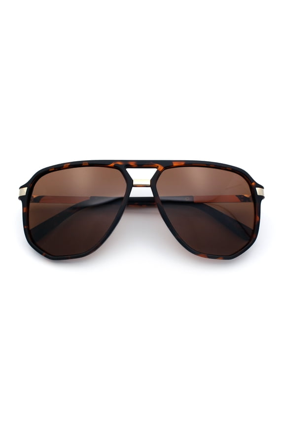 Polarized Mens Posh Fashion Racer Plastic Oversize Sunglasses Matte Tortoise - Brown