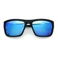 thumbnail image 1 of Polarized Mens Rectangle Plastic Sport Horn Rim Sunglasses Matte Black - Blue Mirror, 1 of 8