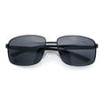 thumbnail image 1 of Polarized Mens Rectangular Metal Rim Gentlemanly Wrap Curved Sunglasses [All Black], 1 of 7