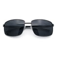 thumbnail image 1 of Polarized Mens Rectangular Metal Rim Gentlemanly Wrap Curved Sunglasses [Gunmetal - Black], 1 of 7