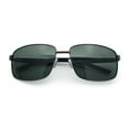 thumbnail image 1 of Polarized Mens Rectangular Metal Rim Gentlemanly Wrap Curved Sunglasses [Gunmetal - Green], 1 of 7