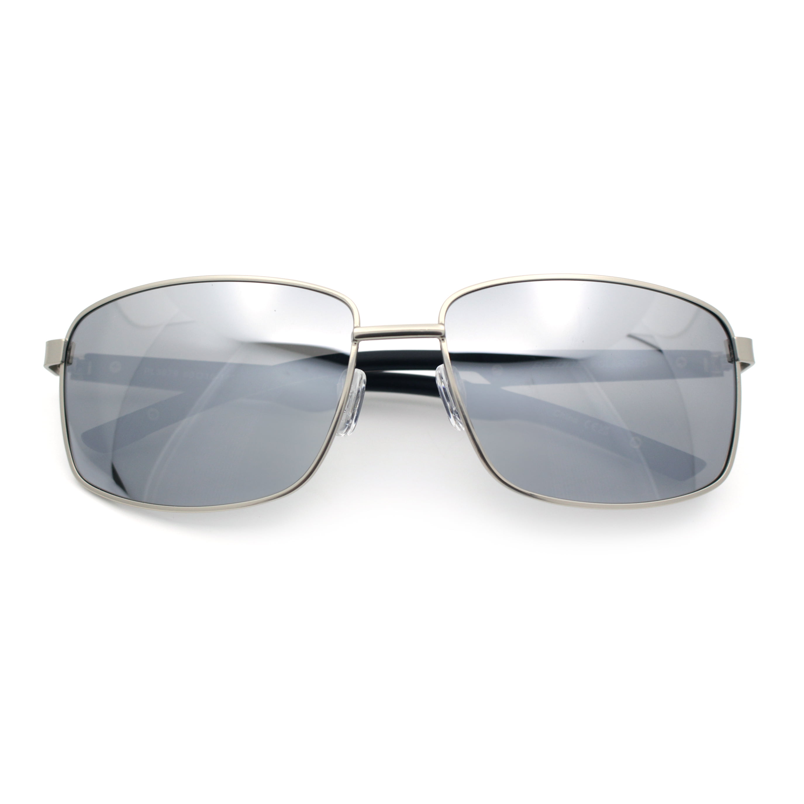 Polarized Mens Rectangular Metal Rim Gentlemanly Wrap Curved
