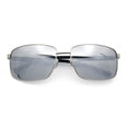 thumbnail image 1 of Polarized Mens Rectangular Metal Rim Gentlemanly Wrap Curved Sunglasses [Silver - Silver Mirror], 1 of 1