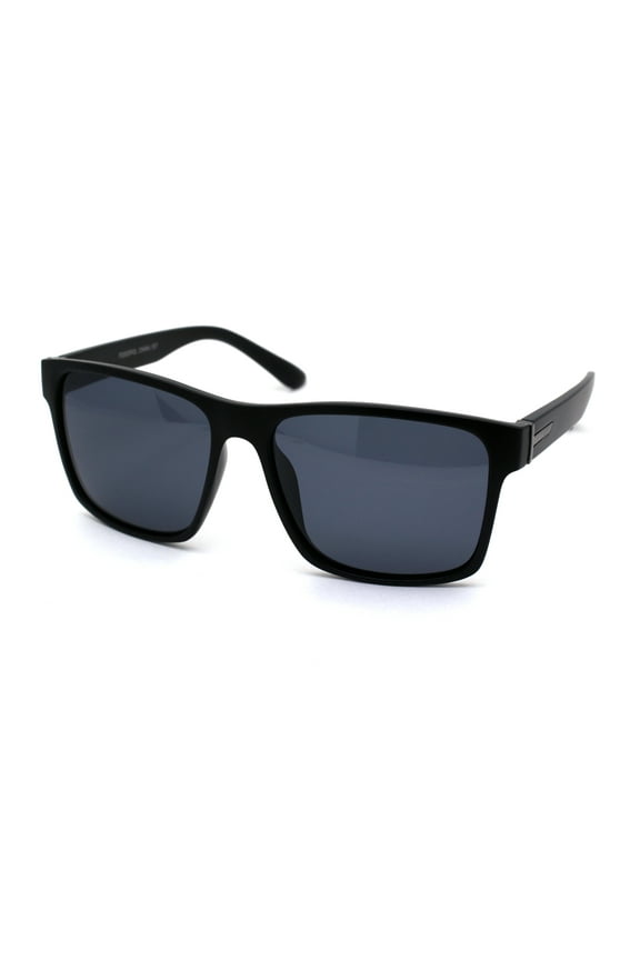 Polarized Mens Rectangular Minimal Sport Plastic Sunglasses Matte Black Black