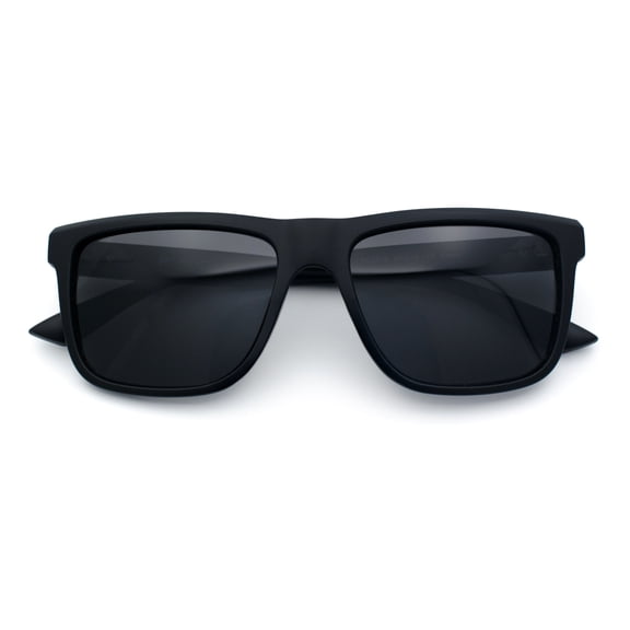 Polarized Mens Refined Rectangle Color Mirror Sport Horn Rim Sunglasses All Black