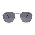 thumbnail image 1 of Polarized Mens Retro Hipster Thin Metal Rim Geometric Oval Sunglasses Silver - Black, 1 of 4
