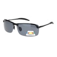 thumbnail image 1 of Polarized Mens Rimless Sport Metal Rim Rectangular Sunglasses All Black, 1 of 4