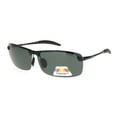 thumbnail image 1 of Polarized Mens Rimless Sport Metal Rim Rectangular Sunglasses Black Green, 1 of 4