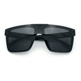 thumbnail image 1 of Polarized Mens Shield Oversized Rimless Skeleton Arm Print Horn Rim Sunglasses All Black, 1 of 1