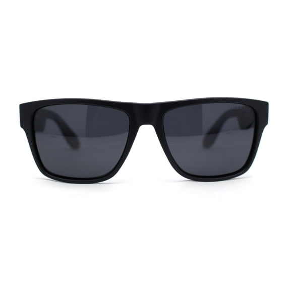 Polarized Mens Simple Light Weight Horn Rim Gentlemanly Hipster Rectangle Sunglasses Matte Black - Black