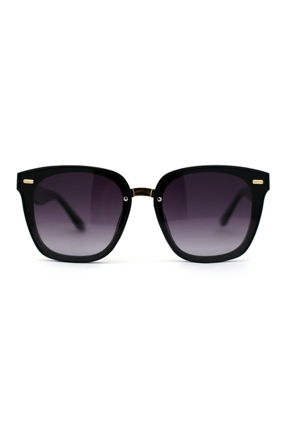 Polarized Metal Bridge Luxury Plastic Horn Rim Fashion Sunglasses Black Smoke