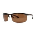 thumbnail image 1 of Polarized Metal Half Rim Wrap Rectangular Agent Sunglasses All Brown, 1 of 4