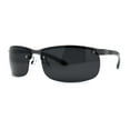 thumbnail image 1 of Polarized Metal Half Rim Wrap Rectangular Agent Sunglasses Gunmetal Black, 1 of 4