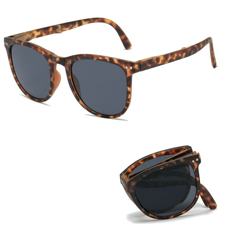 Polarized Mini Folding Sunglasses for Women Men, UV400+ Protection  Oversized Black Oval Eyewear,Trendy Sunglasses for Driving Outdoor Beach  Fishing Working , Easy Carry 