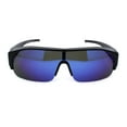 thumbnail image 1 of Polarized Mirror 60mm Half Rim Rectangle Wear Over Eyeglasses Sunglasses Shiny Black Blue Mirror, 1 of 4