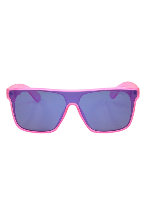 Polarized Mirror Lens Sunglasses Square Matted Frost Pink Frame Unisex UV400