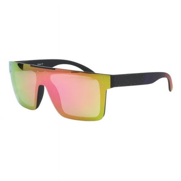 Polarized Mirror Lens Sunglasses Unisex Square Sporty Frame UV400 Black Ombre