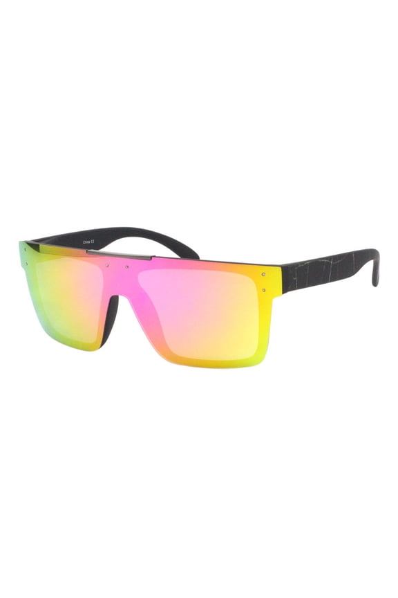 Polarized Mirror Lens Sunglasses Unisex Square Sporty Frame UV400 Black Pattern