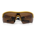thumbnail image 1 of Polarized Mirror Mens Retro Sport Shield Wrap Around Plastic Rectangular Sunglasses Gold - Brown, 1 of 8