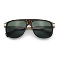 thumbnail image 1 of Polarized Mogul Mobster Flat Top Racer Mafia Plastic Fashion Sunglasses Tortoise Gold - Green, 1 of 8