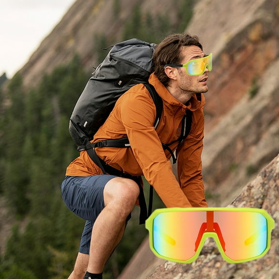 Polarized Motorcycle Riding Goggles, Windproof Cycling Glasses Outdoor Sports Sunglasses Interchangeable Lenes for Running, Baseball Golf, Driving, Fishing, Riding, Mountain Bike, Hiking-Yellow