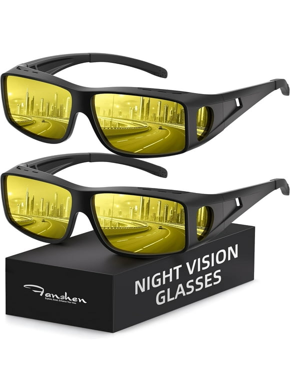 Polarized Night Driving Glasses, HD Anti Glare UV Protection Fit Over Vision Glasses for Men Women