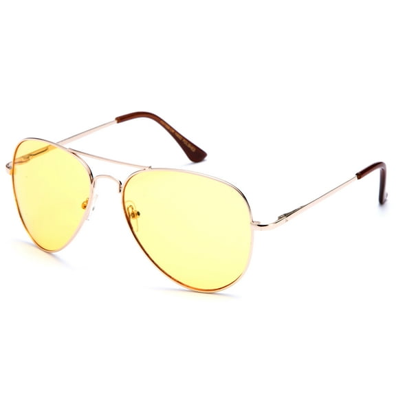 Polarized Night Vision Driving Glasses Yellow Amber Lens & Day Time Driving Sunglasses Copper Lens-Classic Aviator Style Glasses with Comfortable Spring Hinge Fit for Most People!