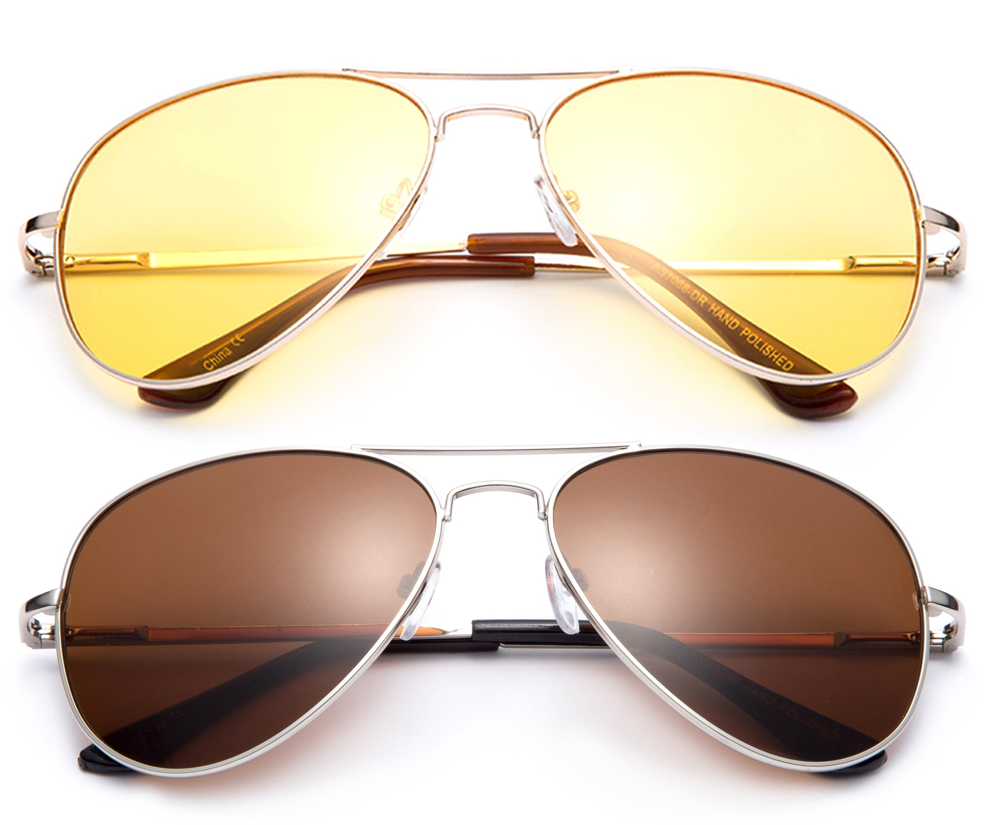 Polarized Night Vision Driving Glasses Yellow Amber Lens Day Time Driving Sunglasses Copper Lens Classic Aviator Style Glasses with Comfortable Spring Hinge Fit for Most People Walmart