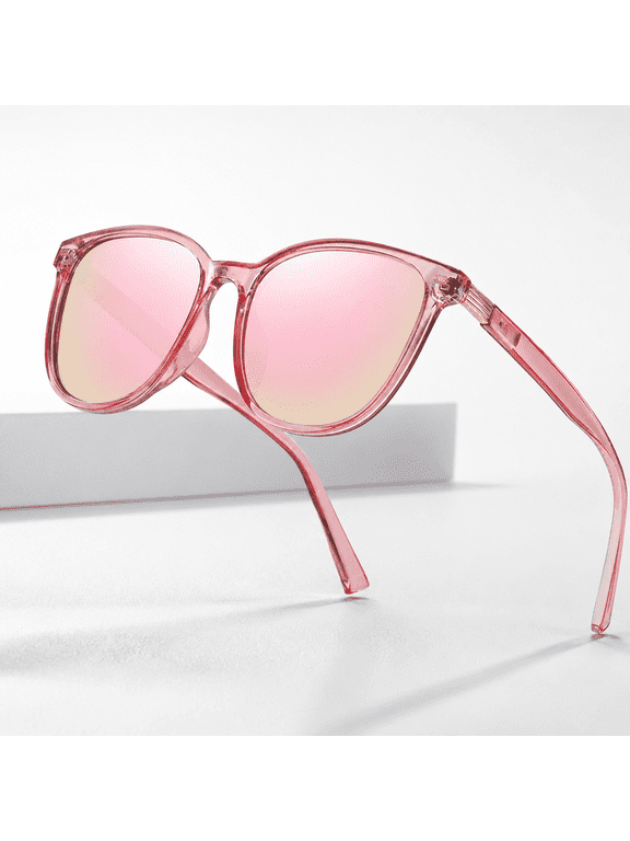 Polarized Night Vision Glasses for Women, Anti Glare Driving Vision Glasses with PINK Lens, UV400 Protection