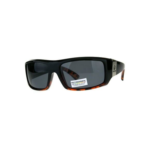 Polarized Nitrogen Thick Plastic Warp Biker Sport Sunglasses Black Tortoise Black
