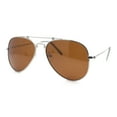 thumbnail image 1 of Polarized No Glare Mens Luxury Officer Style Metal Rim Sunglasses Silver - Brown, 1 of 4