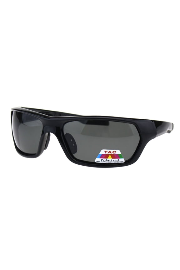 Polarized No Glare Warp Plastic Sport Light Weight Mens Sunglasses All Black