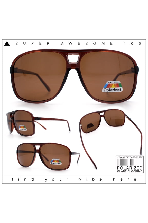 Polarized Oversize Large Thin Plastic Racer Mens Sport Sunglasses All Brown