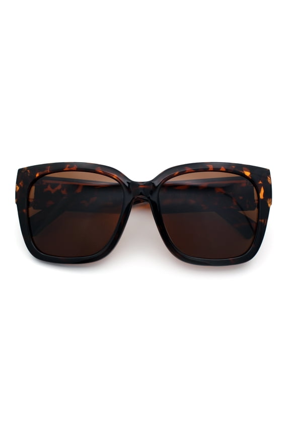 Polarized Oversized High Temple Horn Rim Fit Over Fashion Sunglasses Tortoise - Brown