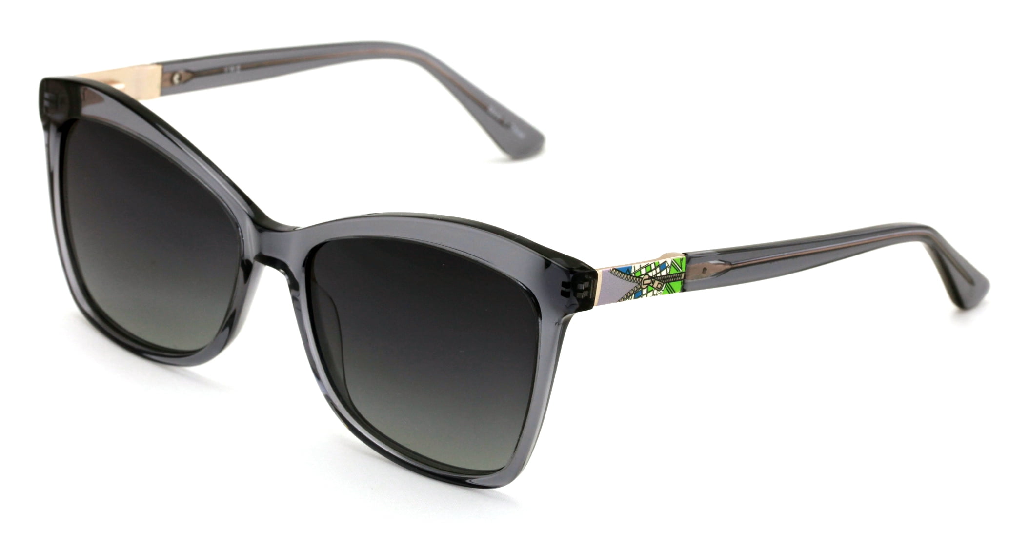 Oversized Cat-Eye Sunglasses Acetate Frame Polarized Black Oversized Acetate Cat-Eye Polarized Sunglasses with  main image 2