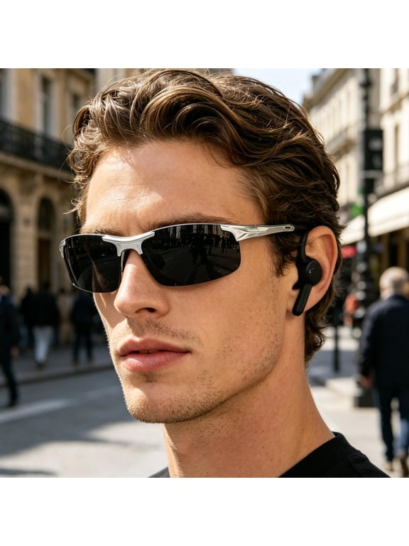 Polarized Photochromic Sunglasses Auto Light Changing Glasses Anti Glare Day Night Driving Shades For Cycling Fishing Outdoor Sports(Silver-15Cm)