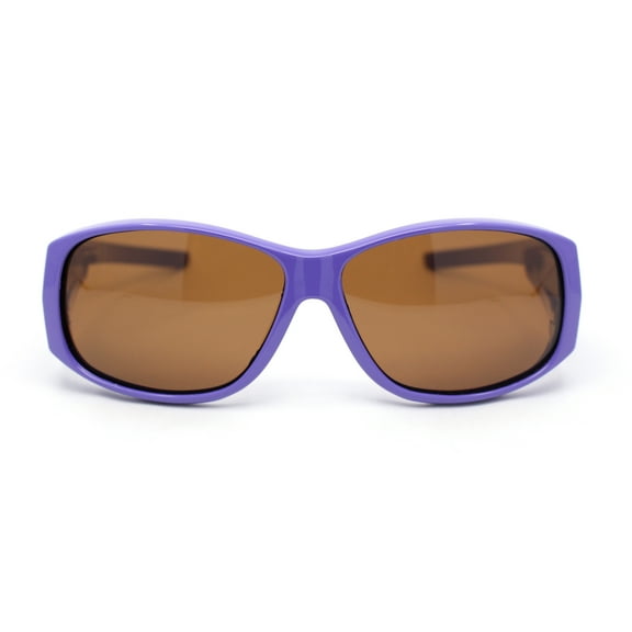 Polarized Pop Colorful Rectangular 60mm Fit Over Sunglasses Over Glasses Purple - Brown