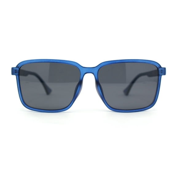 Polarized Rectangular Mens Gentlemanly Simple Frost Plastic Sunglasses Blue - Black