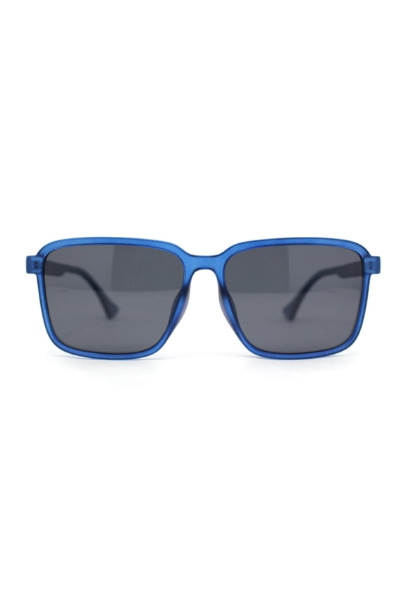 Polarized Rectangular Mens Gentlemanly Simple Frost Plastic Sunglasses Blue - Black