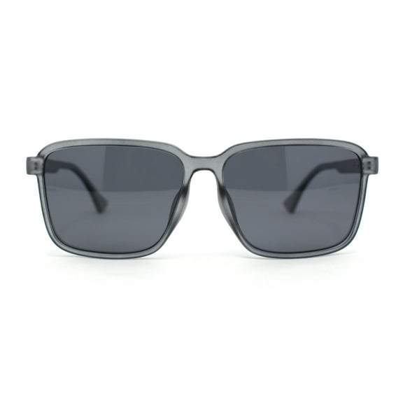 Polarized Rectangular Mens Gentlemanly Simple Frost Plastic Sunglasses Slate - Black