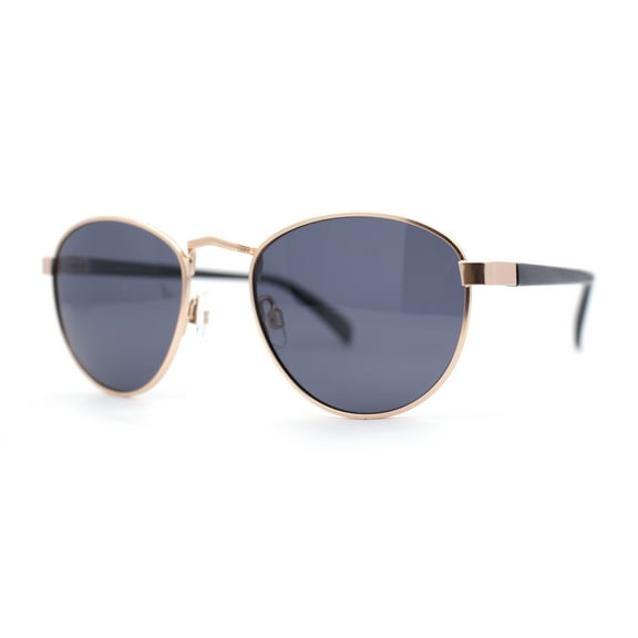 Polarized Retro Hipster Round Metal Rim Normcore Sunglasses Gold - Black