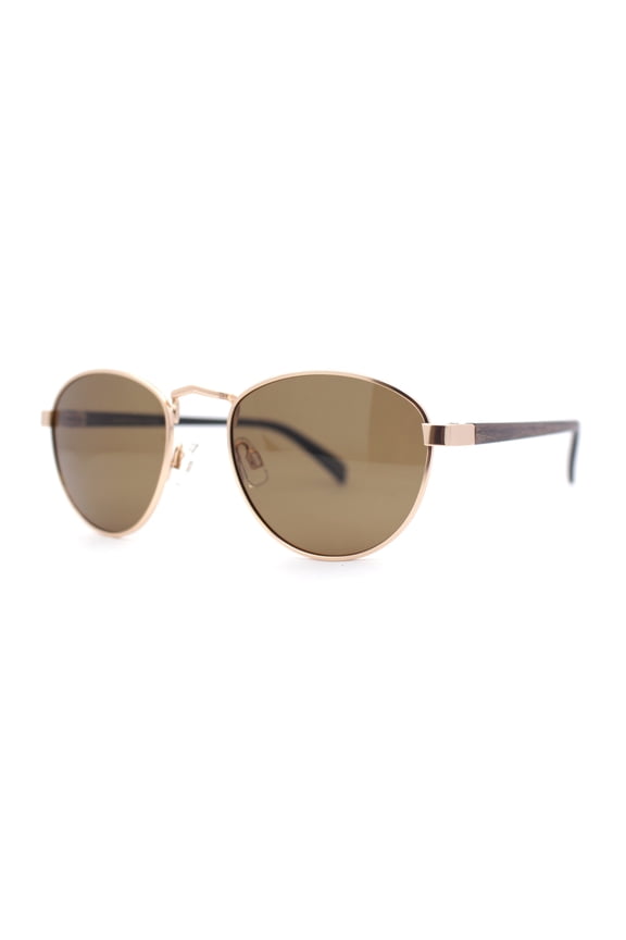 Polarized Retro Hipster Round Metal Rim Normcore Sunglasses Gold - Brown