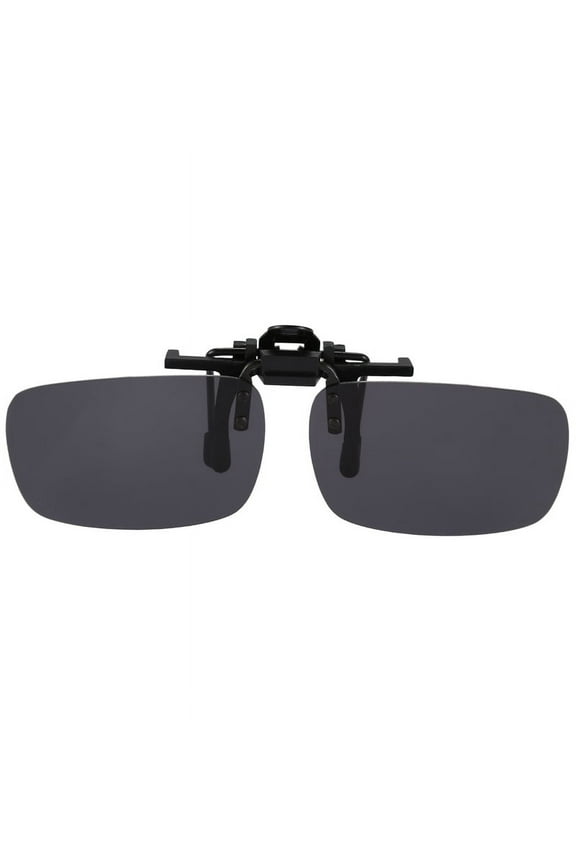 Polarized Rimless Rectangle Gray Lens Flip Up Clip on Sunglasses Eyeglass