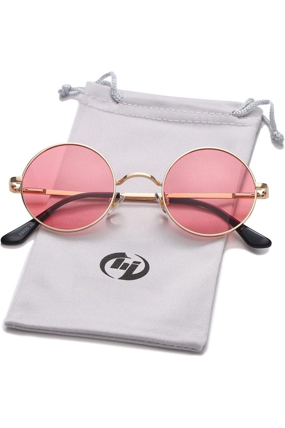 Polarized Round Sunglasses Womens Men Retro Hippie Glasses Small Circle Sunnies
