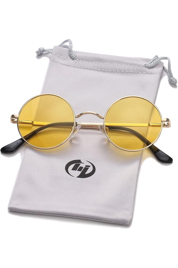 Polarized Round Sunglasses Womens Men Retro Hippie Glasses Small Circle Sunnies