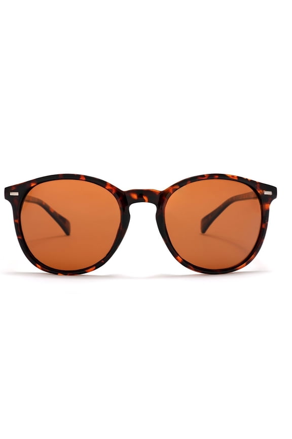 Polarized Round Verona Horn Rimmed Sunglasses - Brown Tortoise