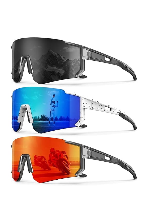 Polarized Sport Sunglasses-Men-Women Running-Sunglasses: Cycling Sun Glasses UV Protection Driving Fishing 3packs